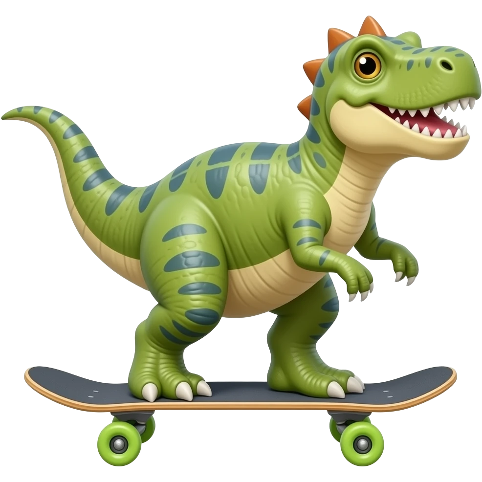 Dinosaur on a skateboard emoji