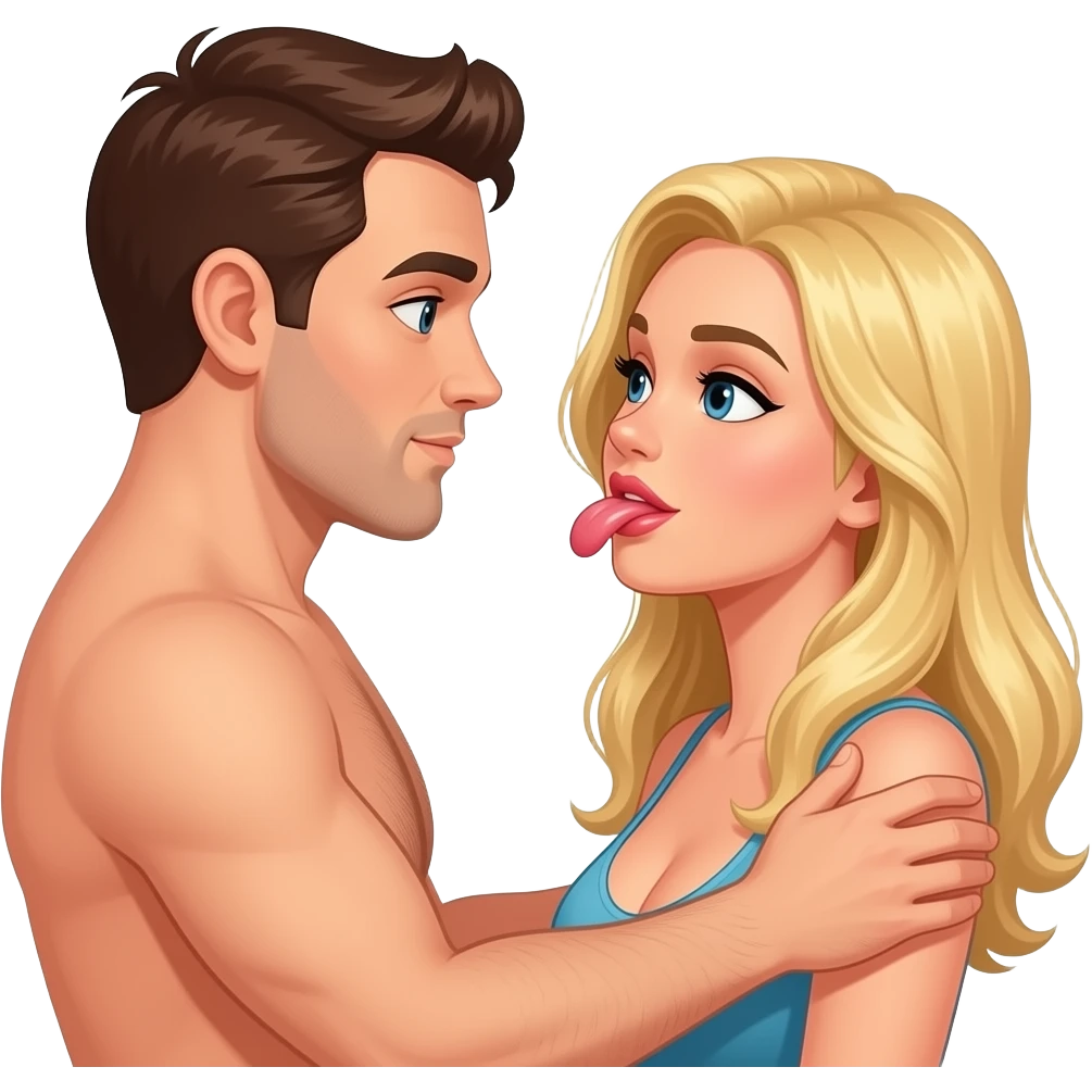 Man giving a blond woman licking her vagina porn emoji