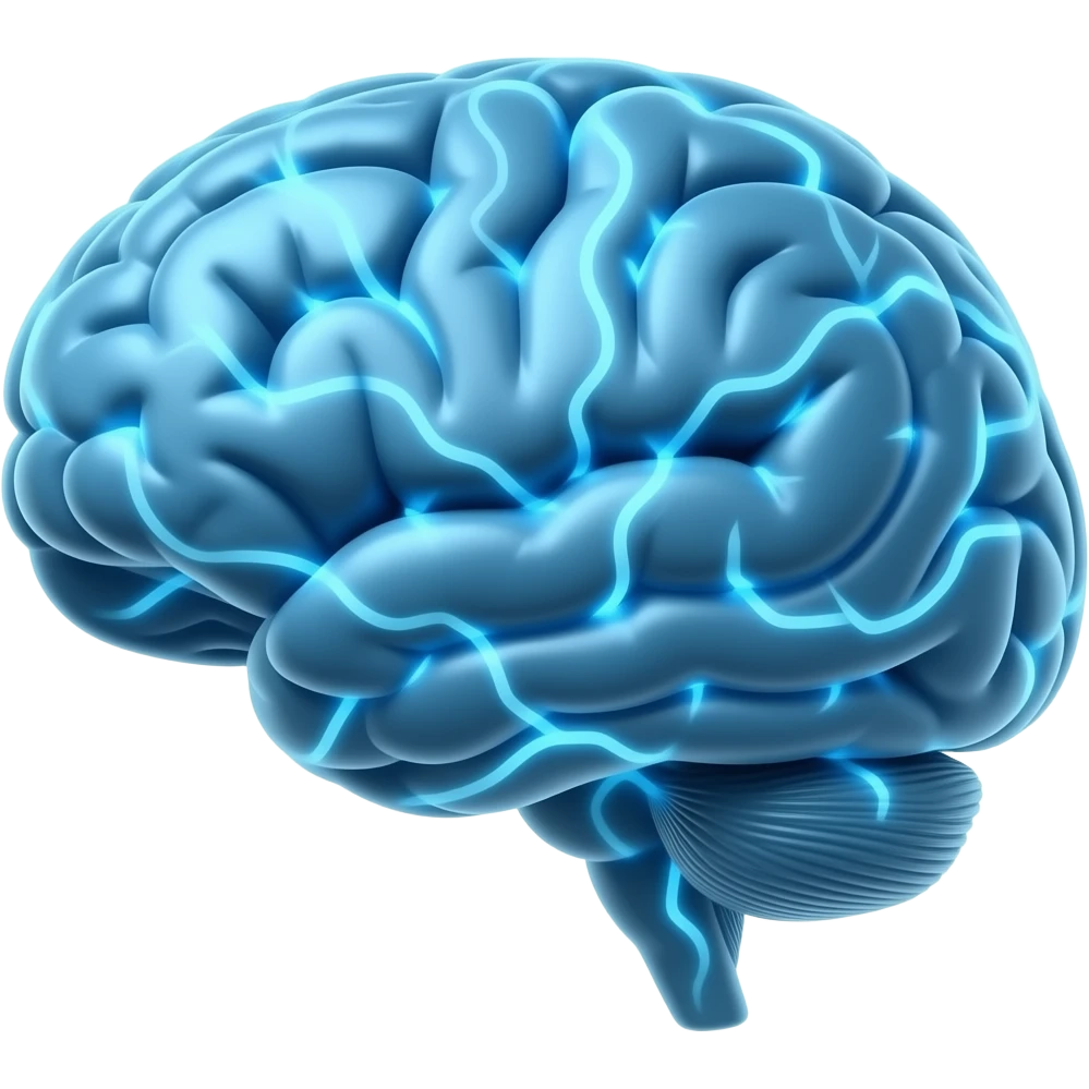 brain receiving sensory signals from eyes ears nose tongue, glowing neural connections, artistic concept of perception, futuristic, soft glow, clean aesthetic emoji