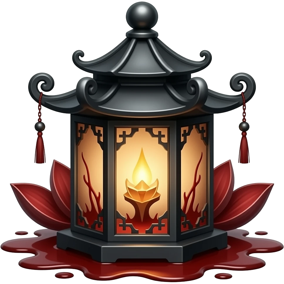 asian lantern, lotus, blood, gothic, dark emoji