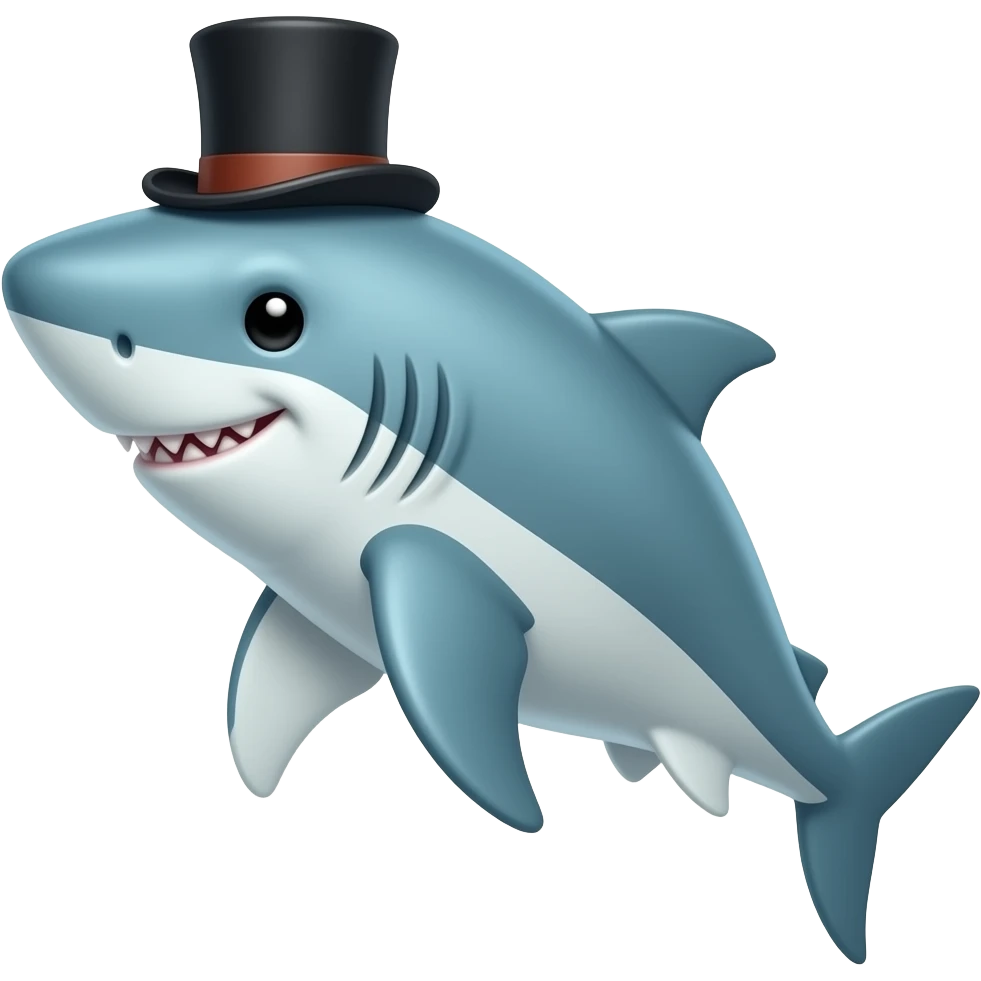 Shark with a top hat emoji