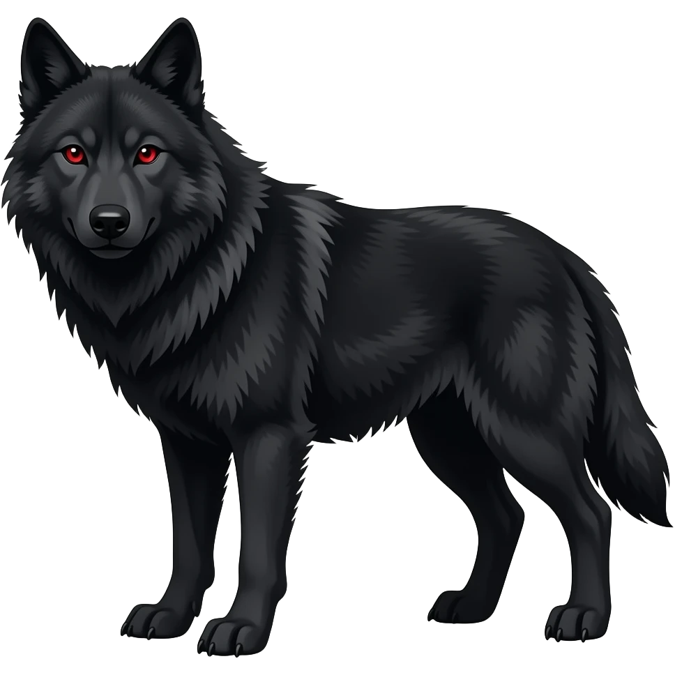 realistic black wolf with red eyes emoji