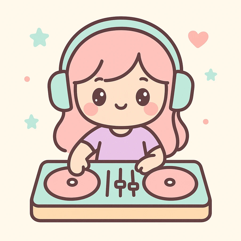 girl playing DJ set emoji