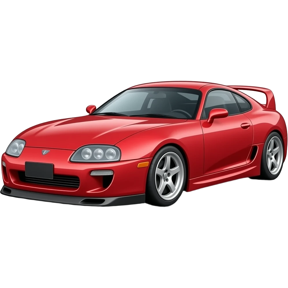 1994 Toyota Supra RS red, racing body kit, angled view emoji
