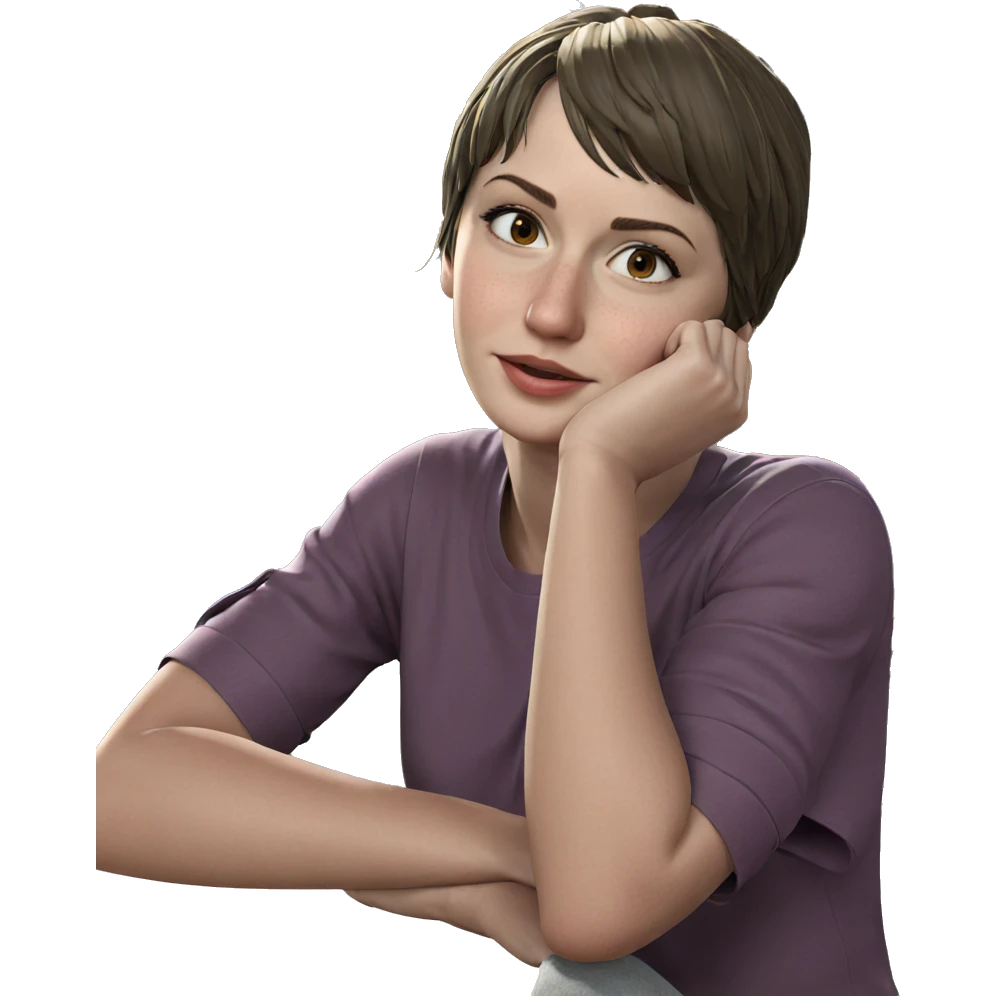 girl under tree looking at viewer emoji