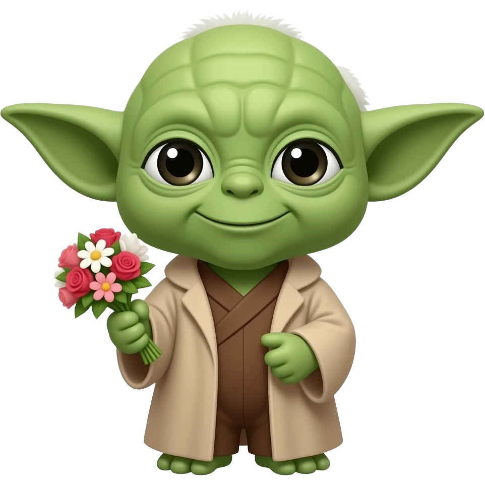 Yoda qui tiens un bouquet emoji
