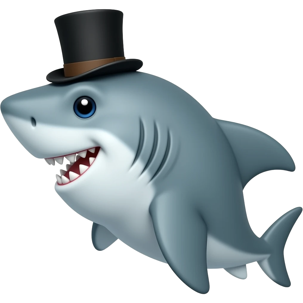 Shark with a top hat emoji