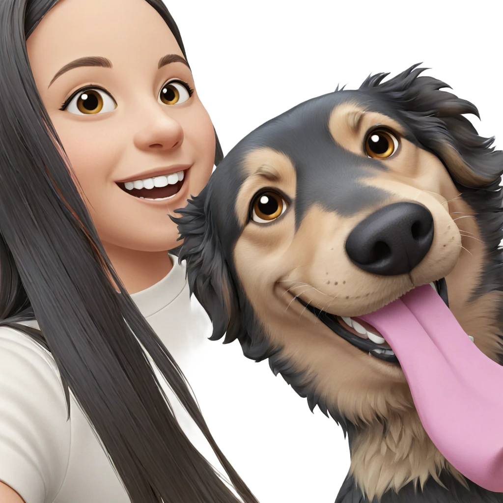 smiling girl with dog emoji