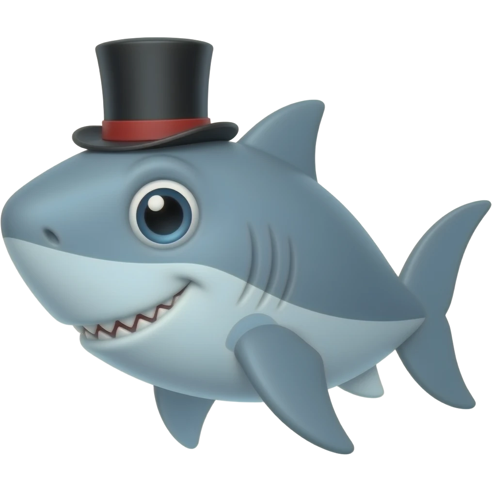 Shark with a top hat emoji