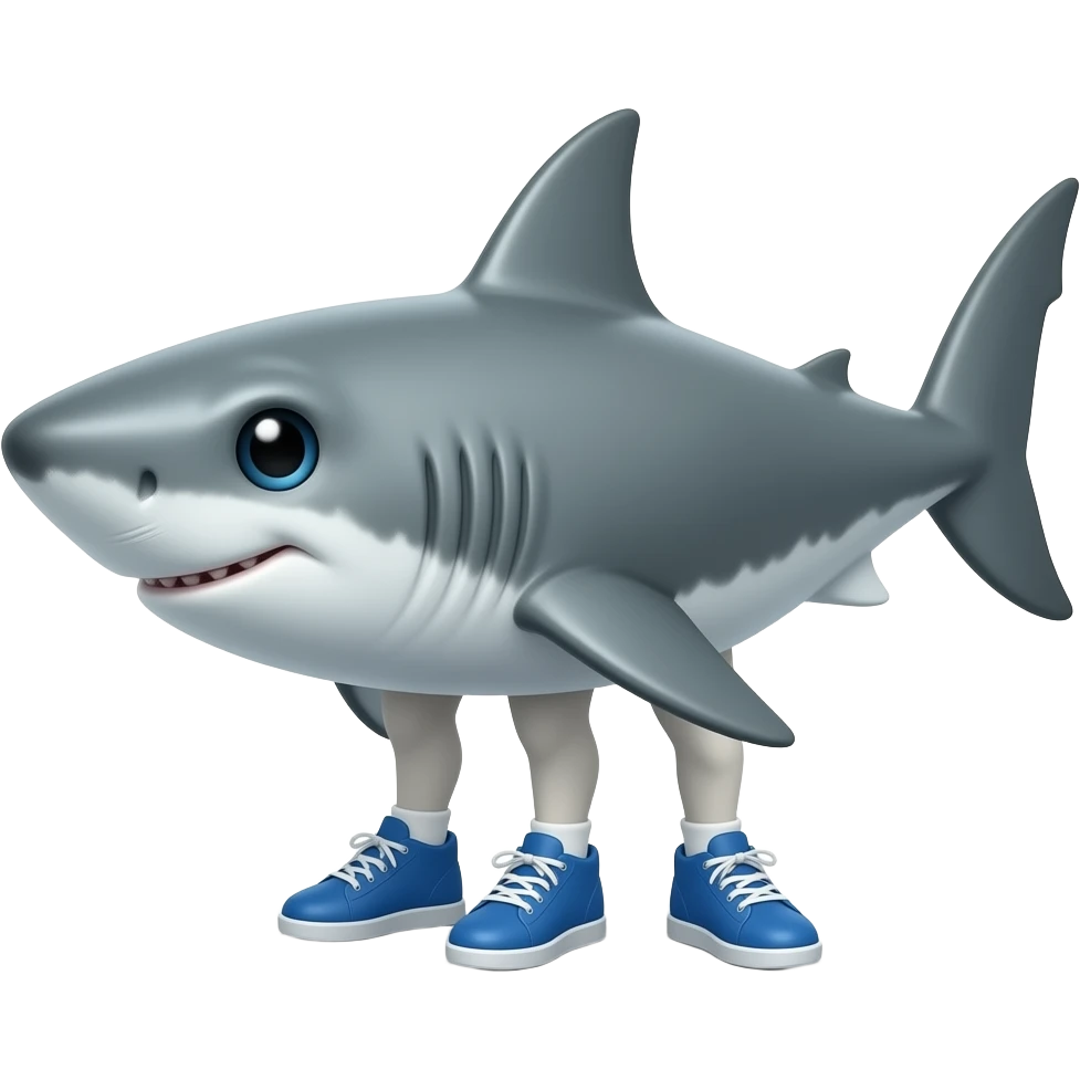 Tiburón con tres piernas co zapatillas azules emoji