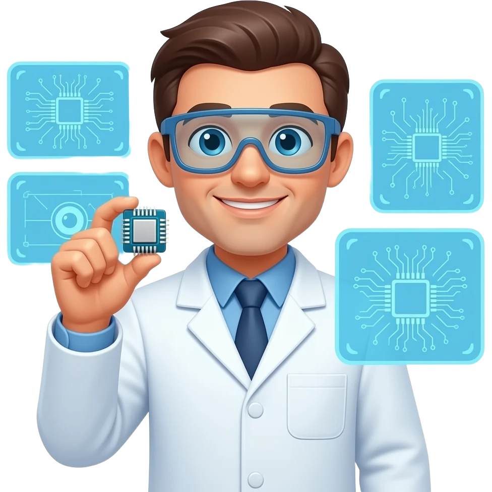 A person with one eye (cyclops) who is a high-technology chip design engineer. emoji