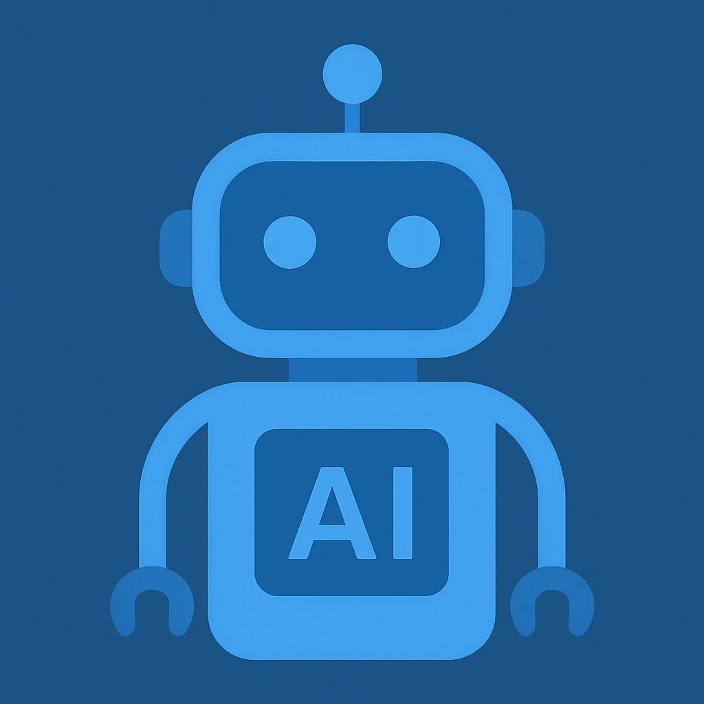 an AI agent, minimal, geometric, blue tones emoji