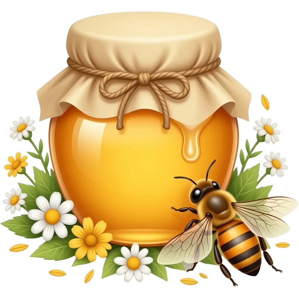 Honey, flowers, and wings (bee) emoji