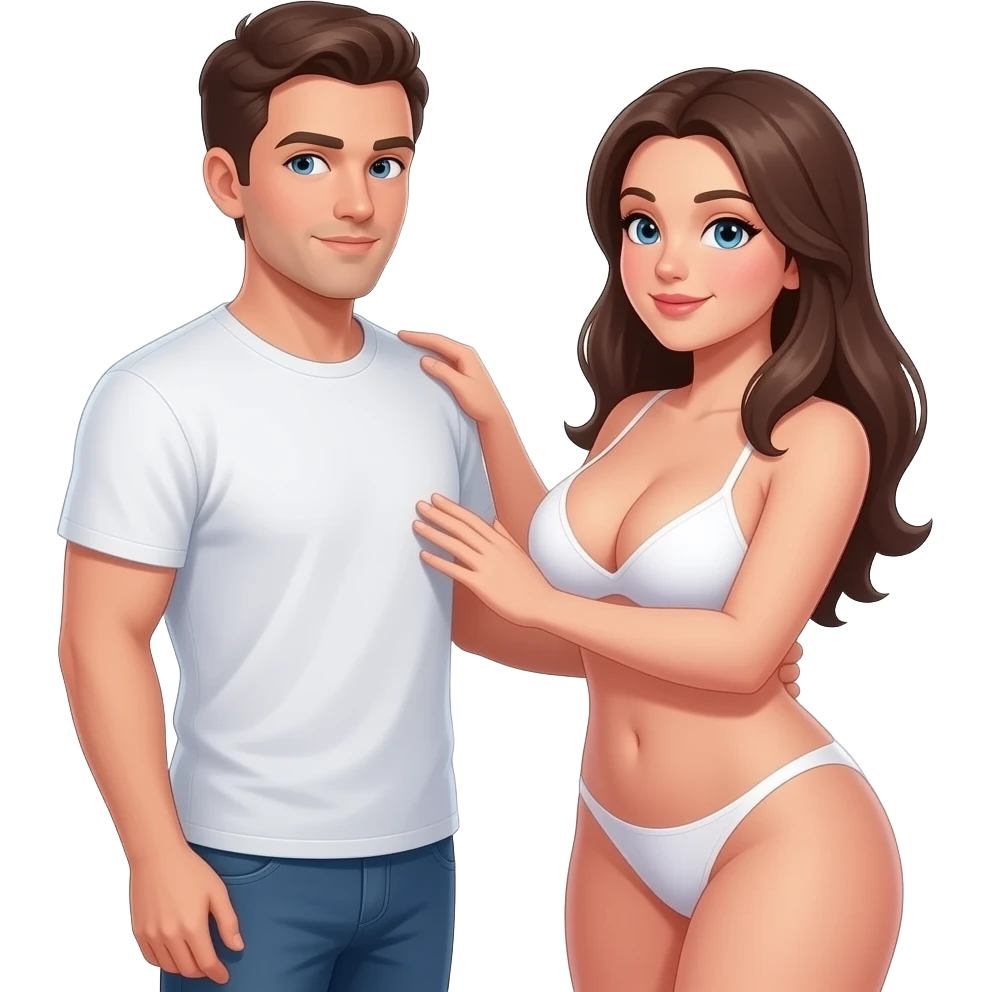 Big boobs girl naked and pressing by a men emoji