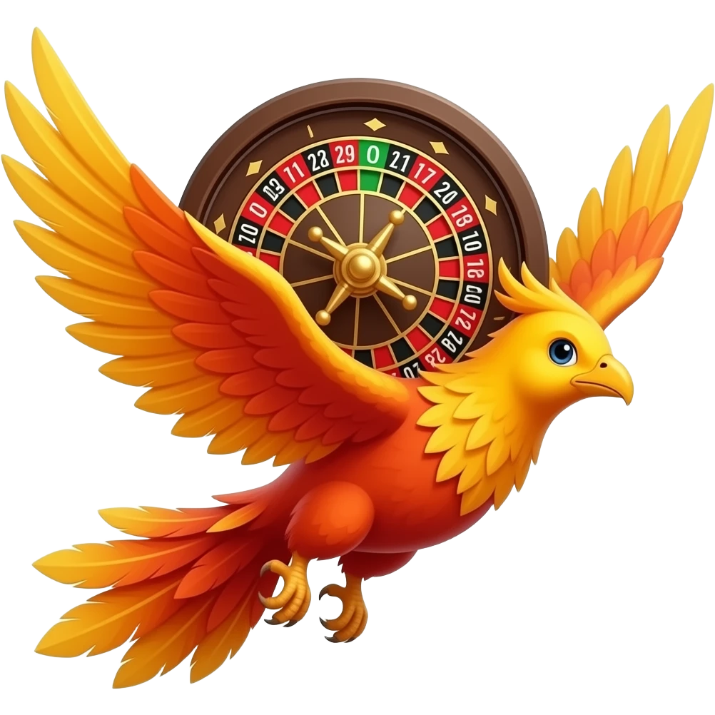 a phoenix flying while carrying a roulette wheel simple emoji emoji