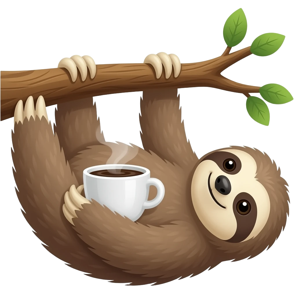 hanging sloth tree coffee emoji