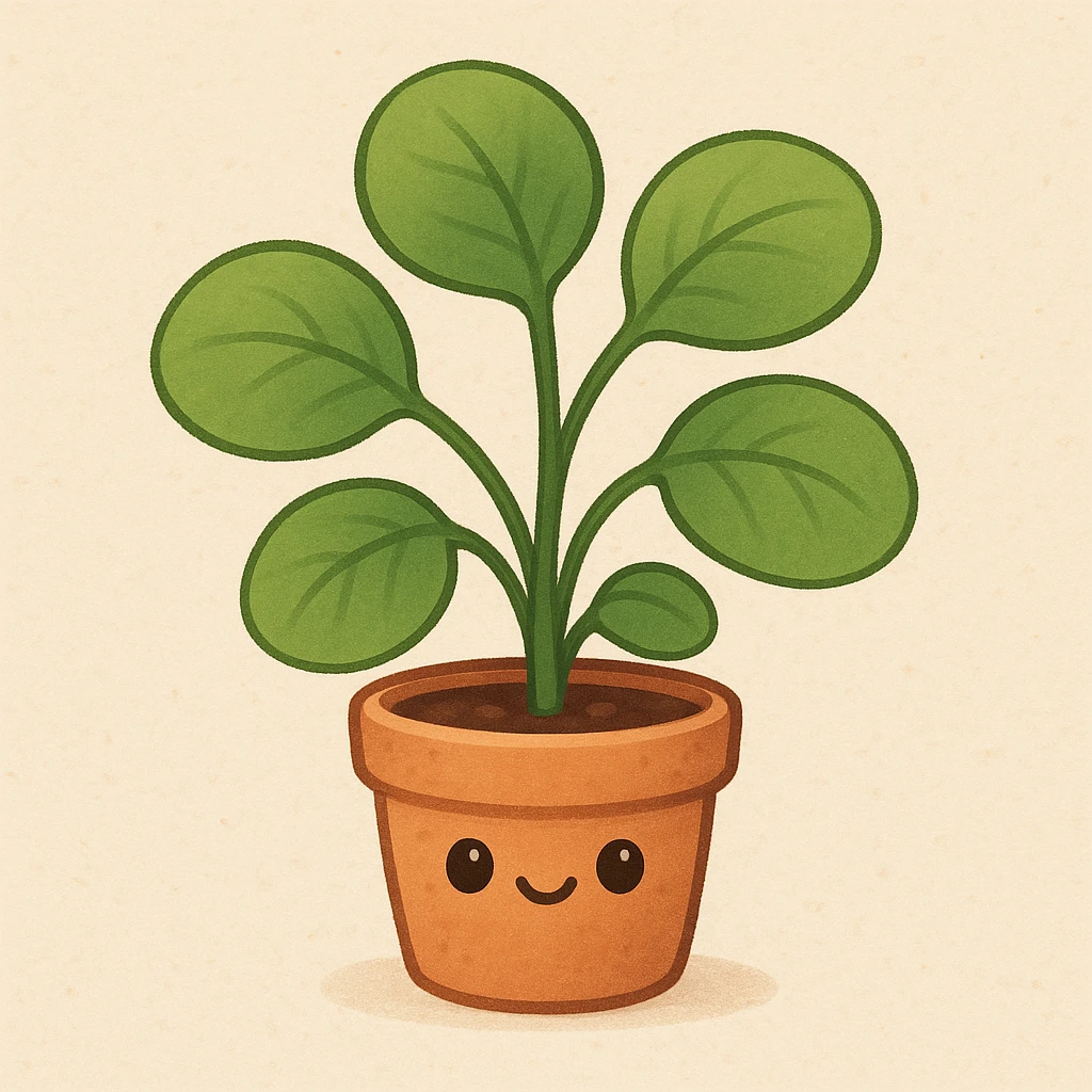 a cute leafy plant with rounded leaves in a small pot emoji