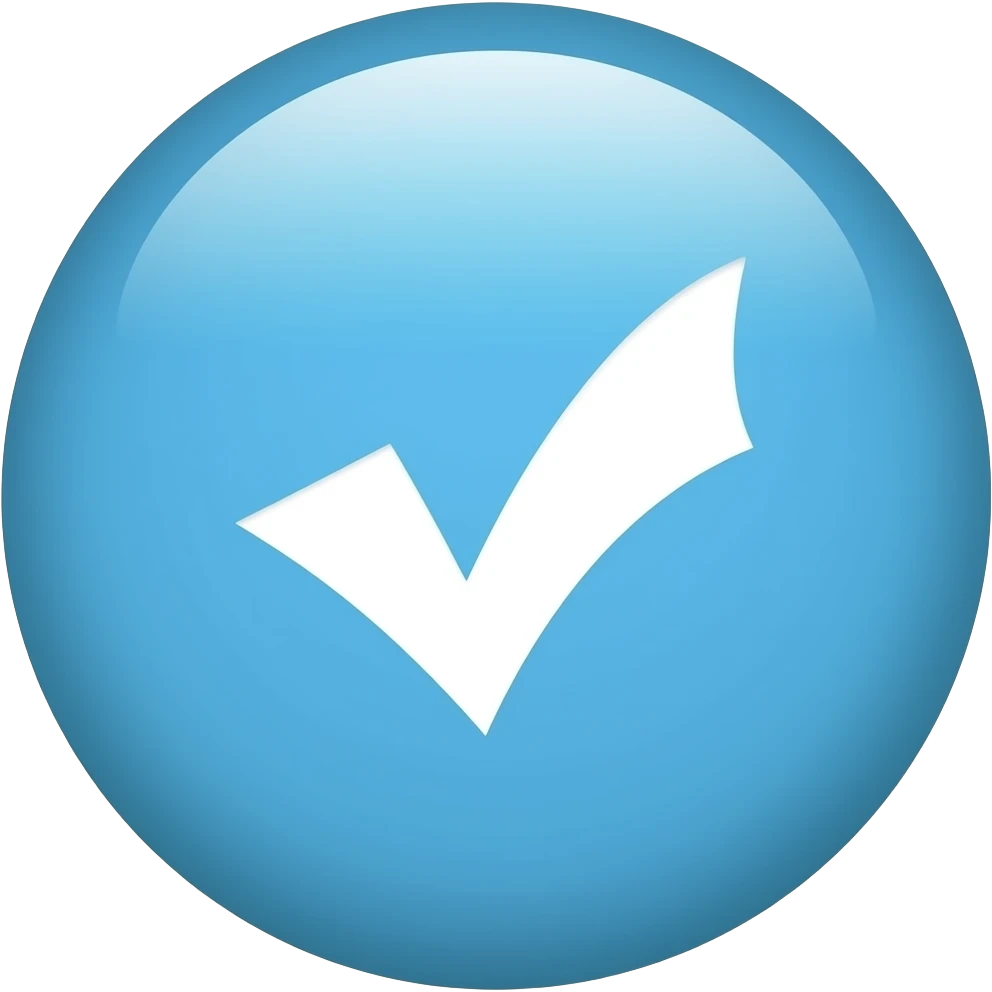 Mach ein baby blauen Kreis mit ein weißen haken in der mite emoji