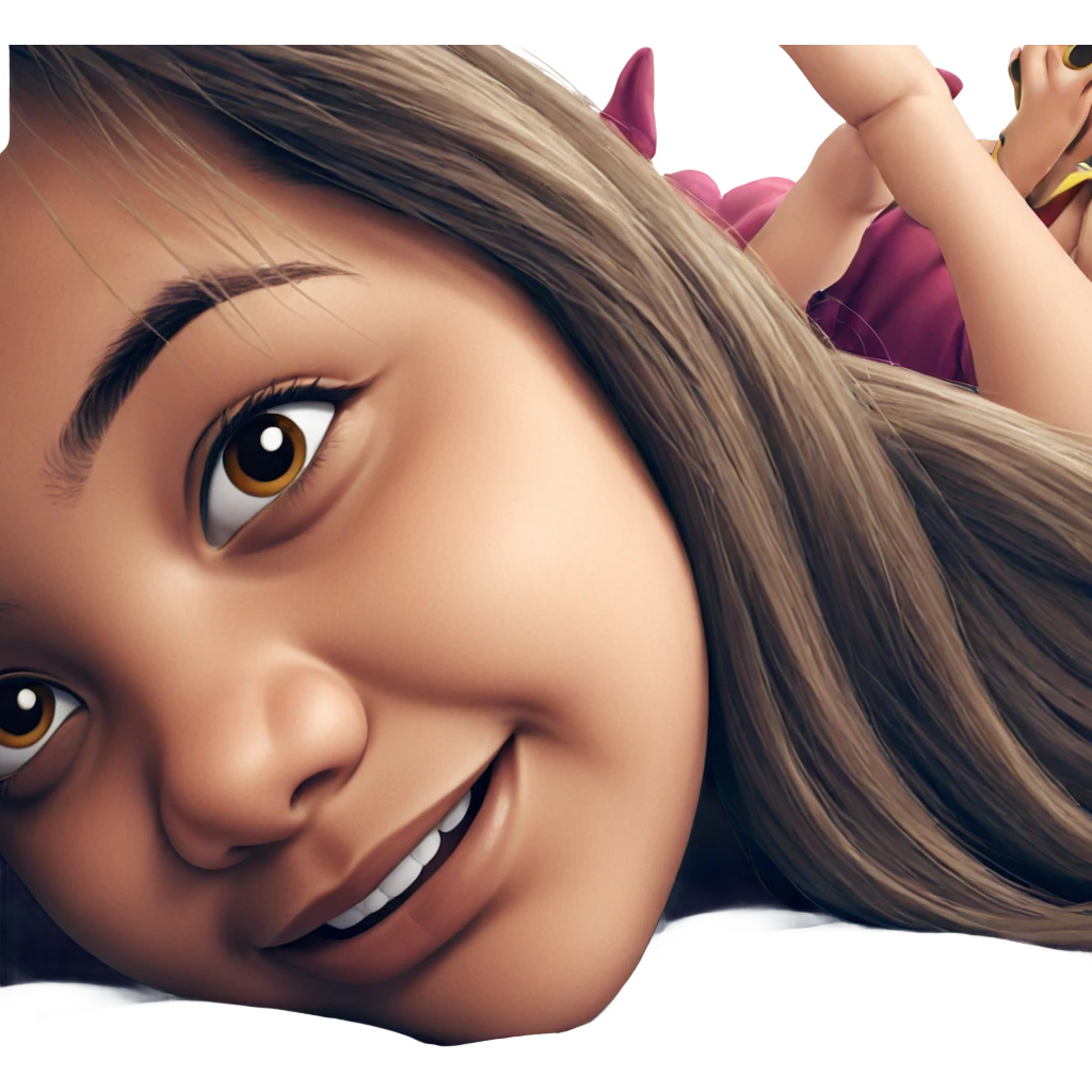 smiling girl lying on stomach emoji