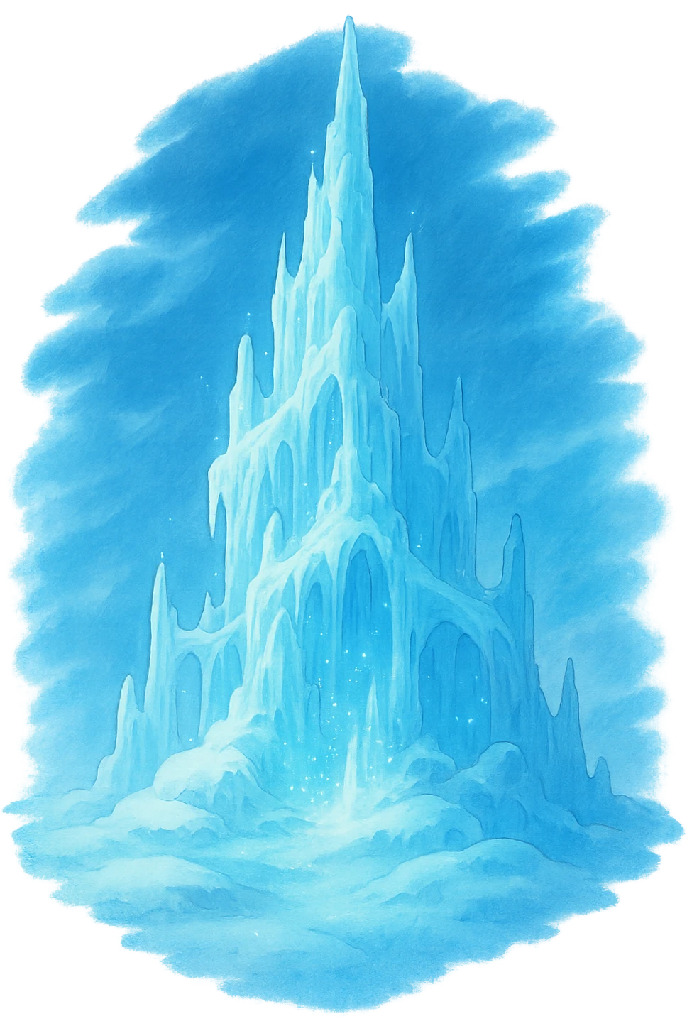 ghibli style ice, magical, soft lighting, blue hues emoji