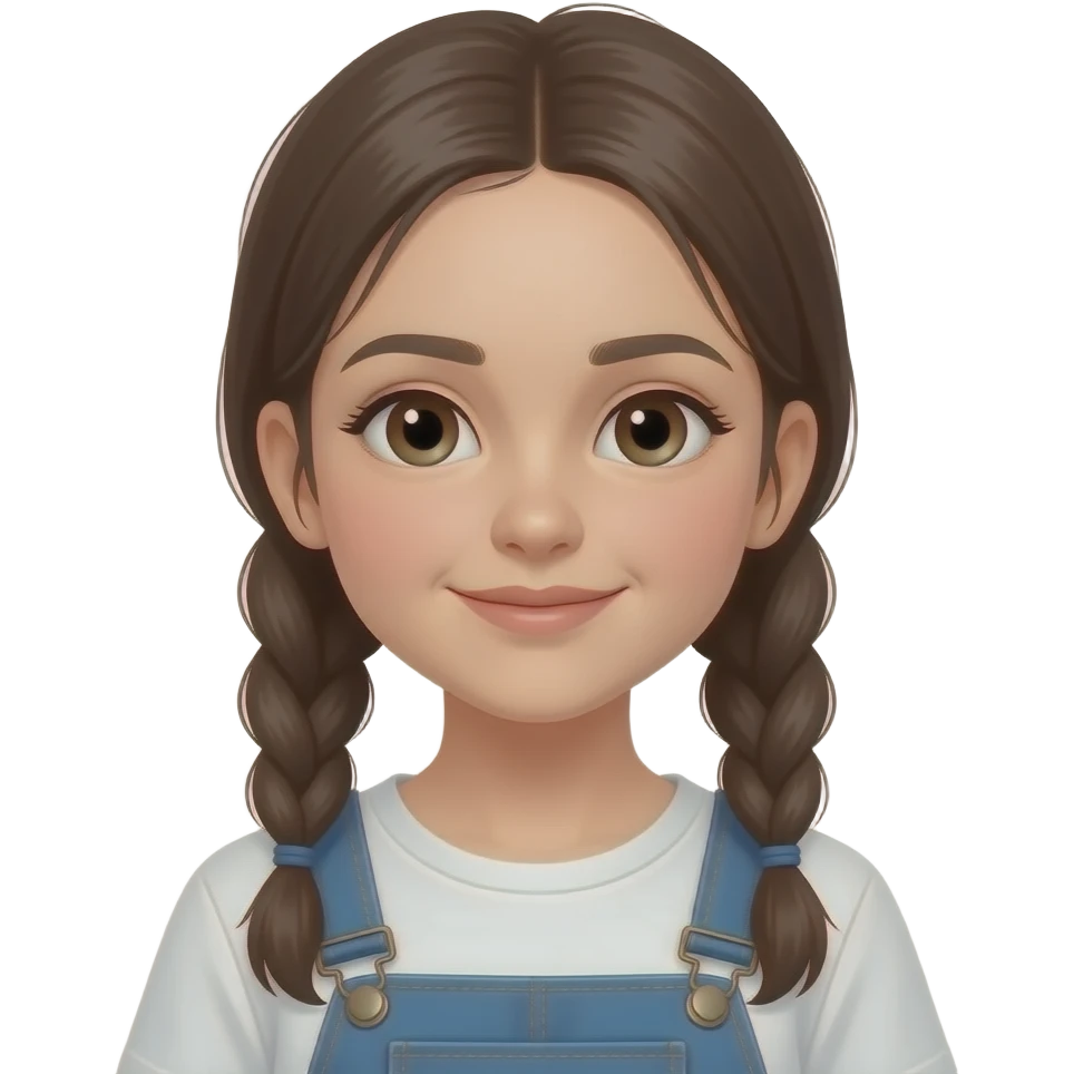 young shy girl with braids emoji