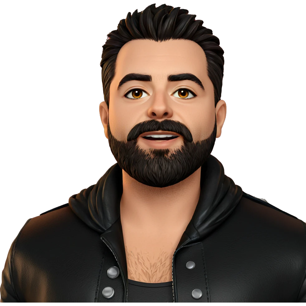 bearded guy in leather jacket emoji