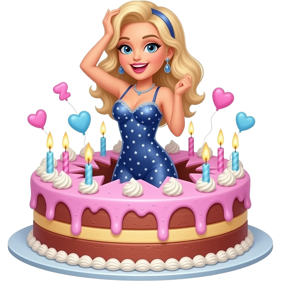 vegas show girl bursting out of a cake emoji