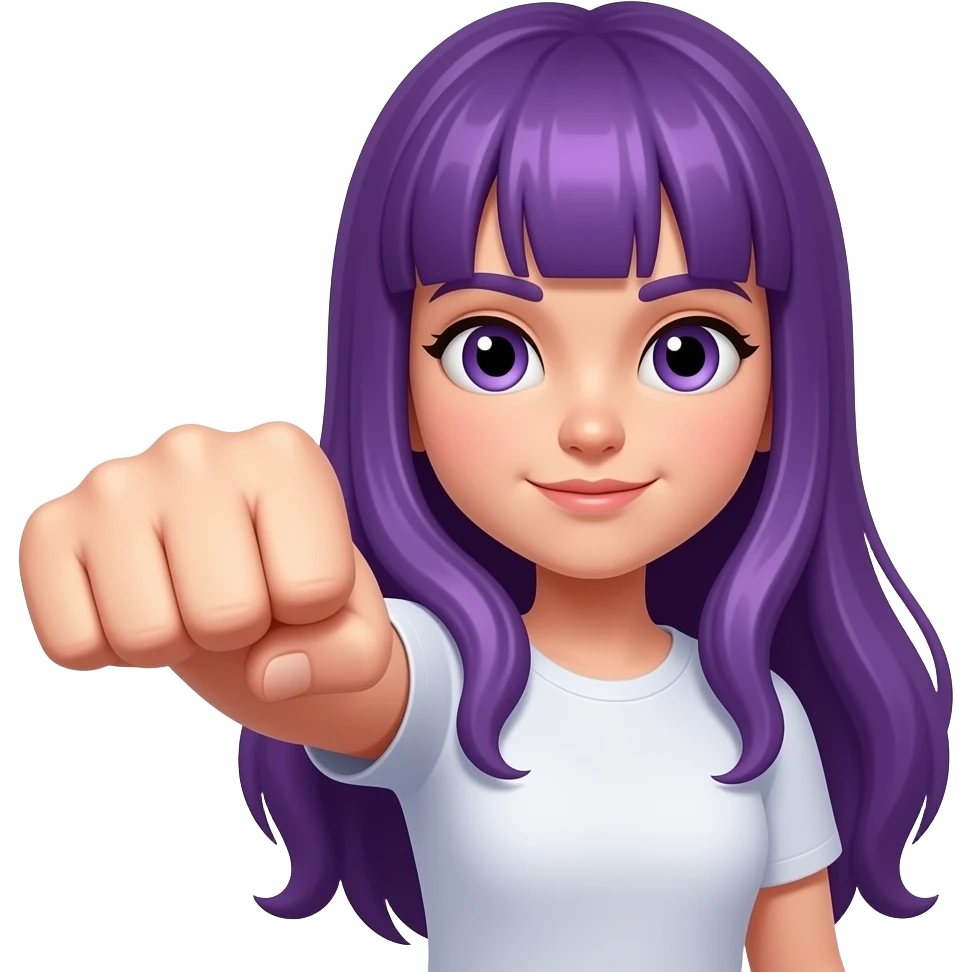 GIRL WITH LONG PURPLE HAIR PUNCHES emoji