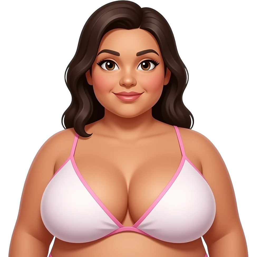 A tanned really extremely fat pink and white big boobies emoji