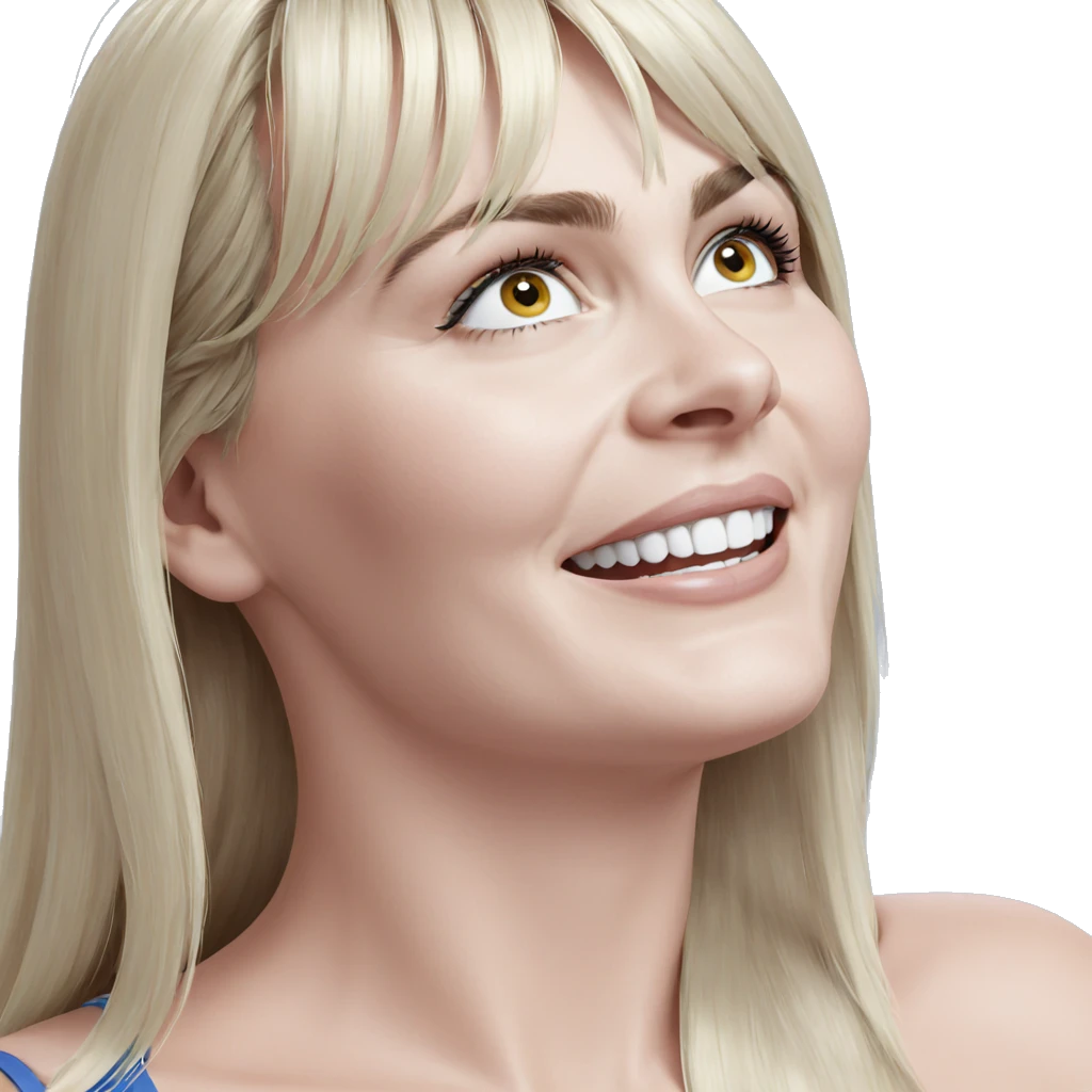 blonde girl portrait on blue emoji