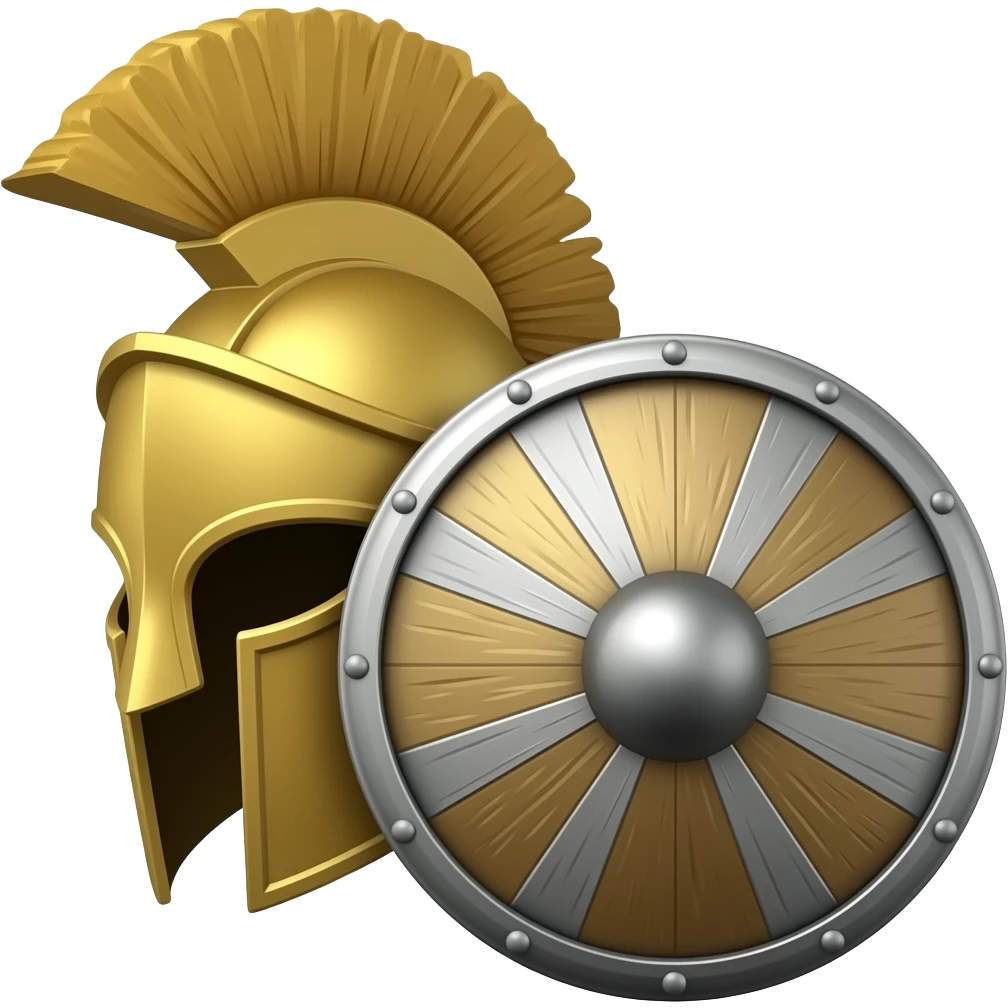 Gladiator helmet with shield emoji