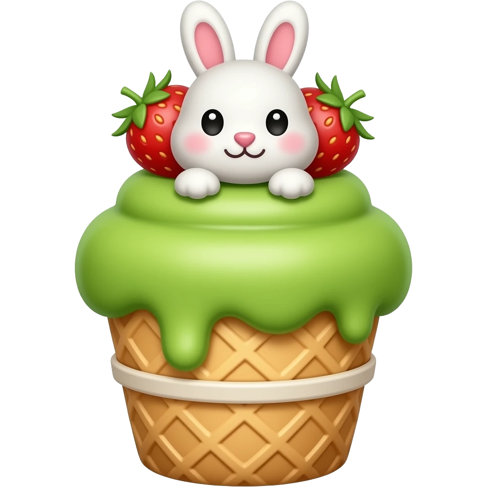 Strawberry matcha with a cute bunny on top emoji