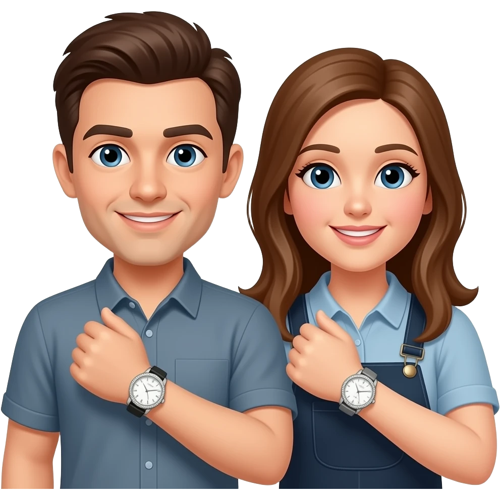 A couple both wearing diamond watches emoji