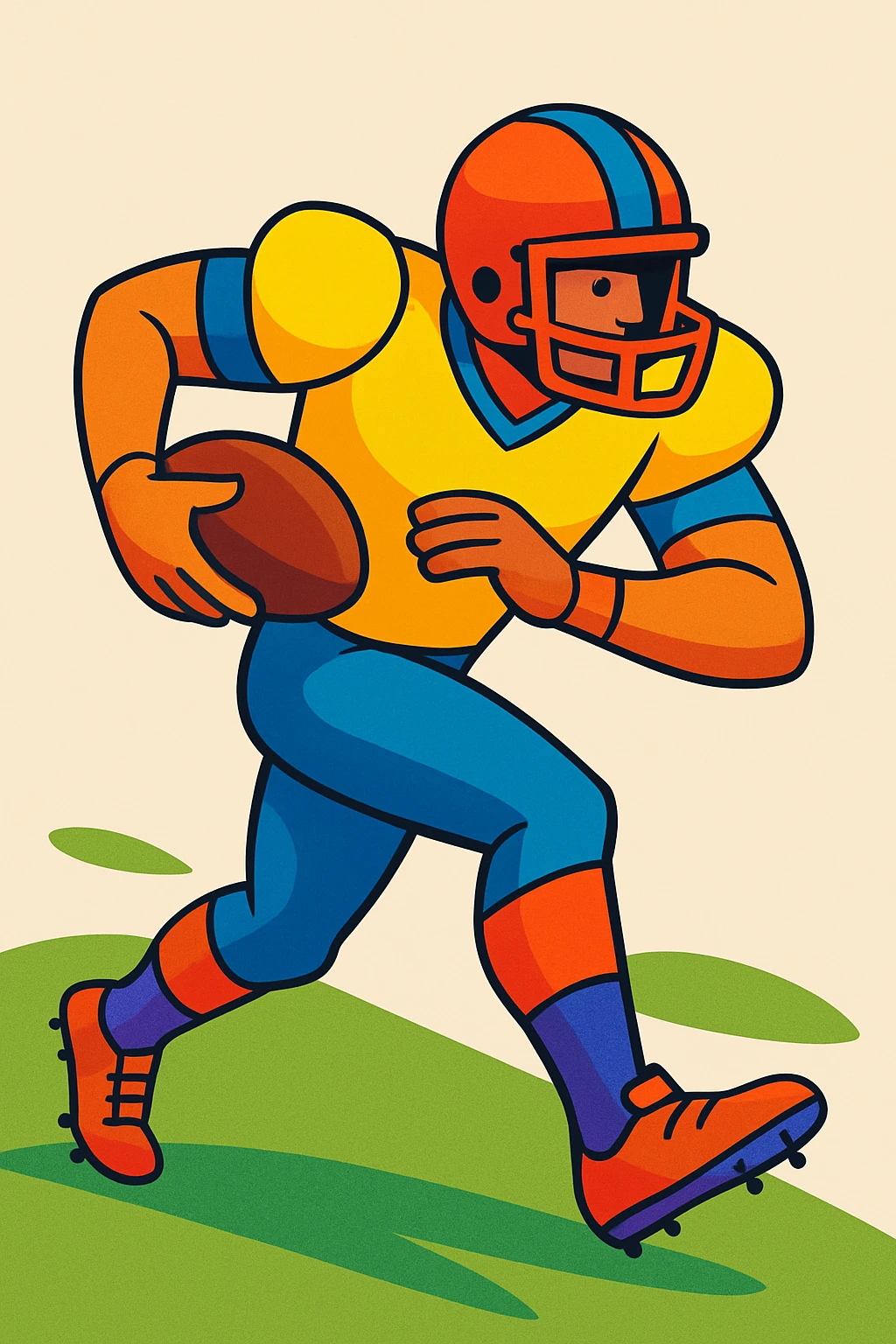 football player, dynamic pose, colorful uniform, vibrant toon style emoji