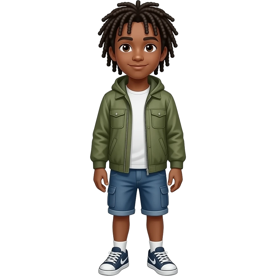 A tall black teenager boy with dreads whole body emoji