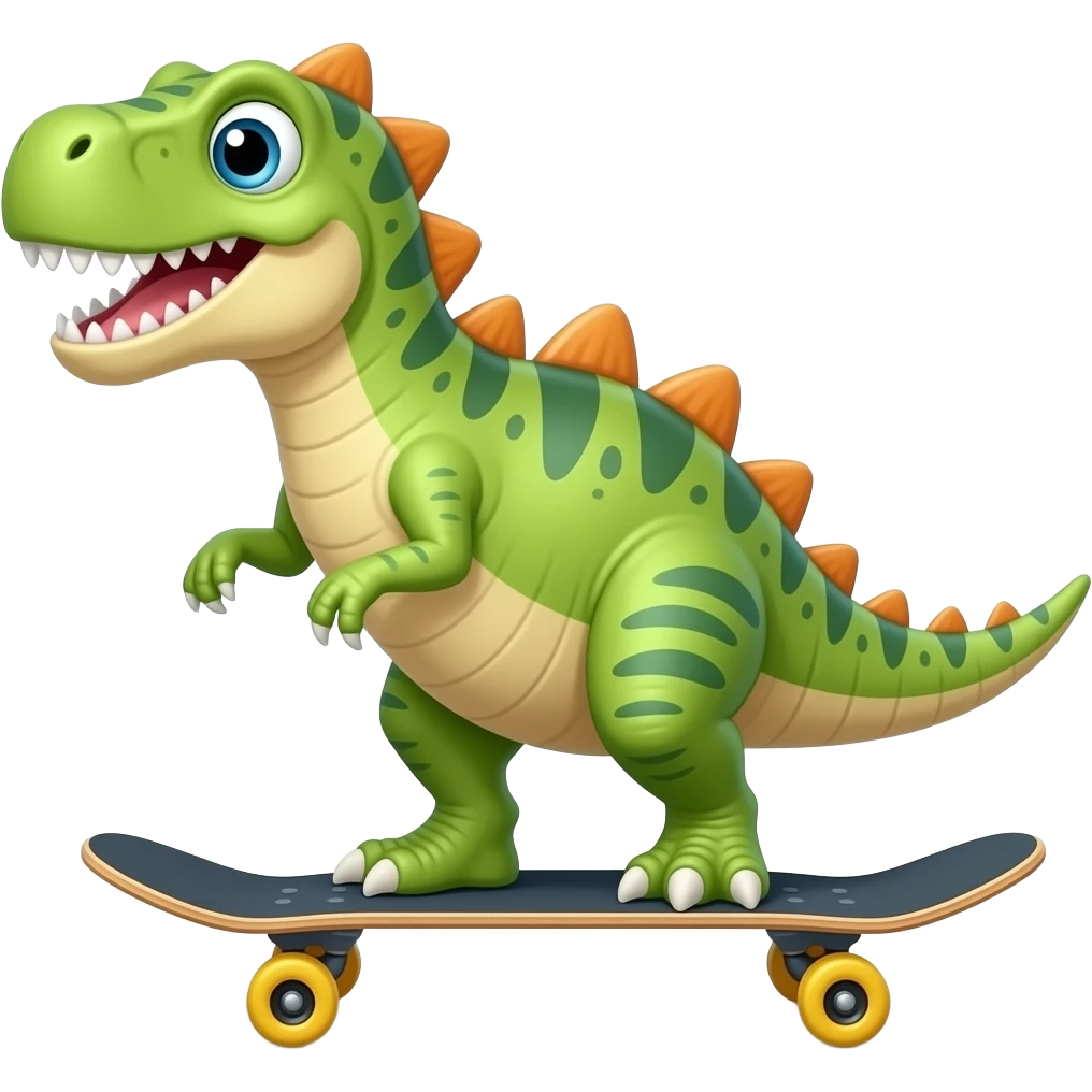 Dinosaur on a skateboard emoji