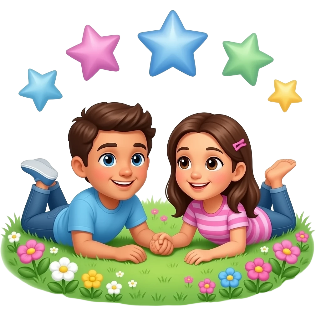 make an emoji of 2 people Davis and Aza lying in a garden looking at the stars and holding hands you see the stars emoji