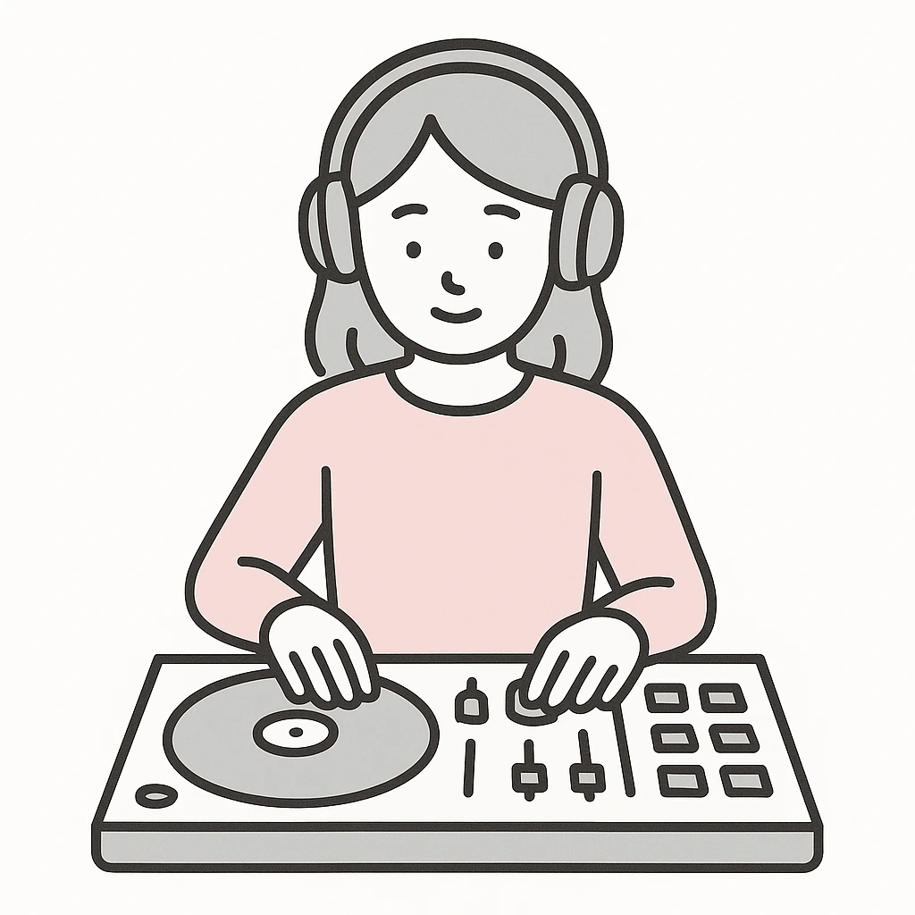 girl playing DJ set emoji