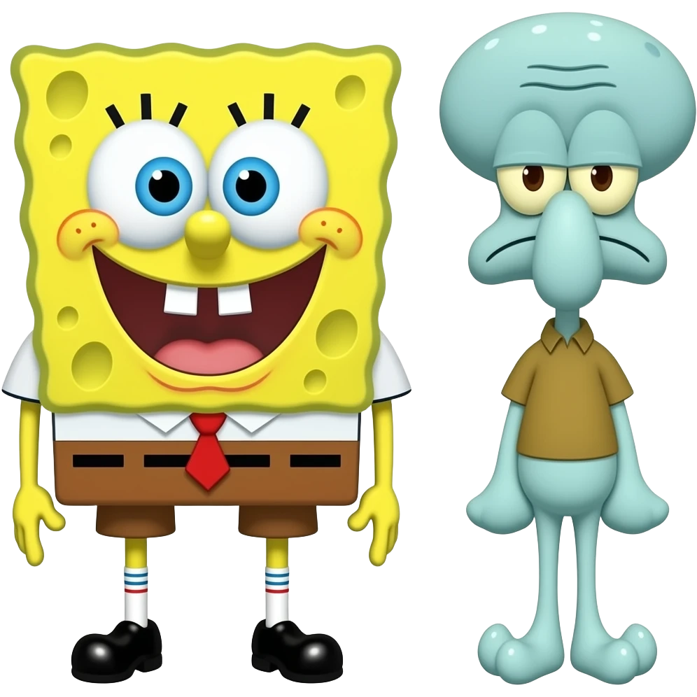 SpongeBob full body and Squidward full body emoji