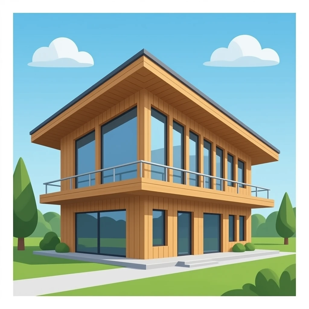 modern building made with wood structure (no background) emoji