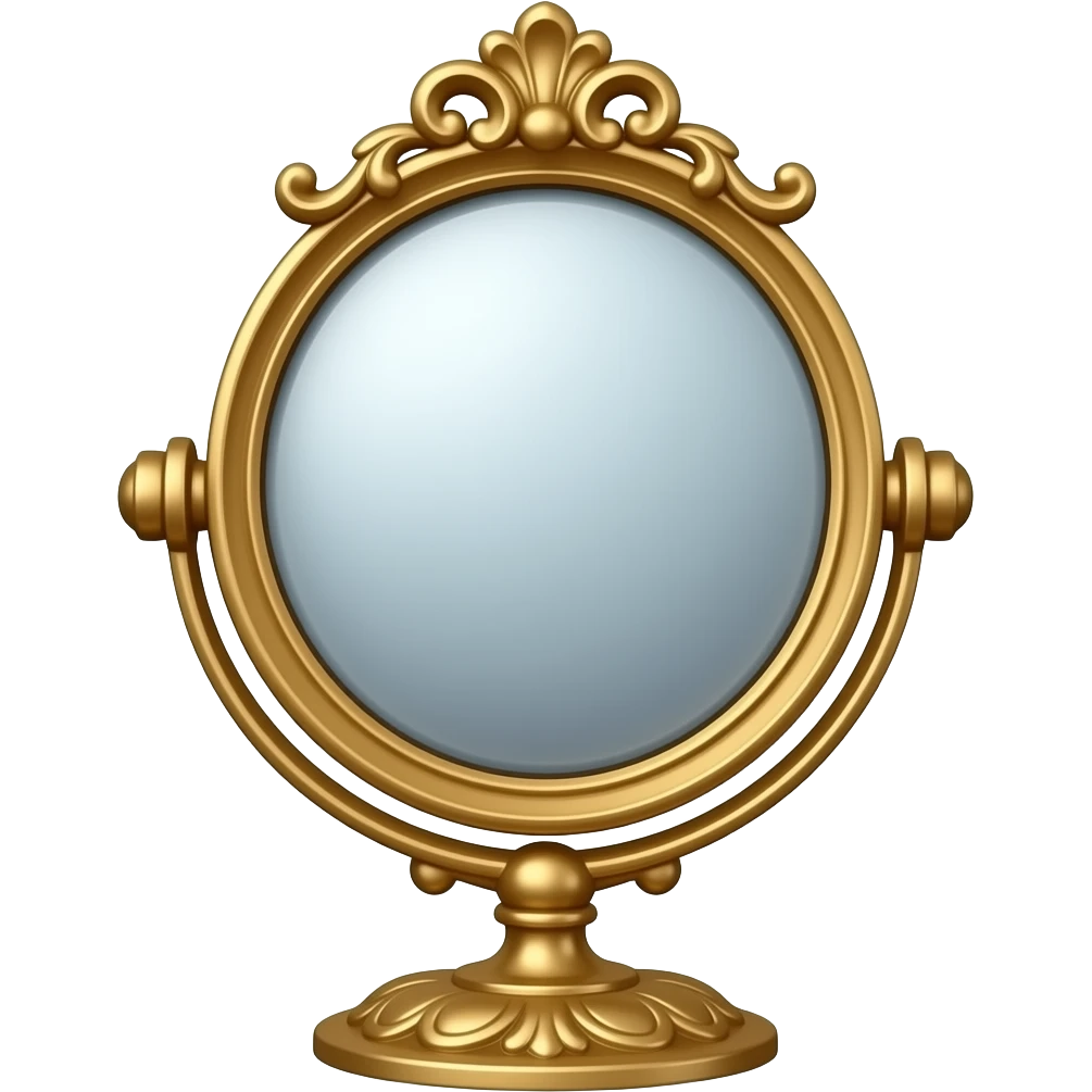 A vintage compact mirror emoji in old money style, gold details, elegant and feminine, glossy luxury finish emoji