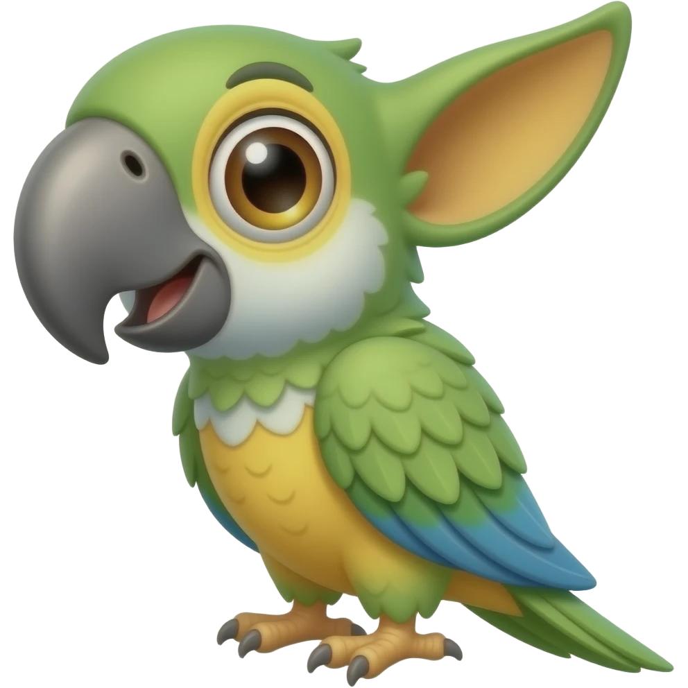 parrot with giant ear emoji