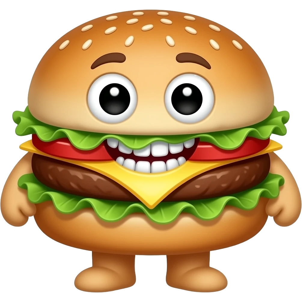 burget with big eyes and big teethy smile emoji