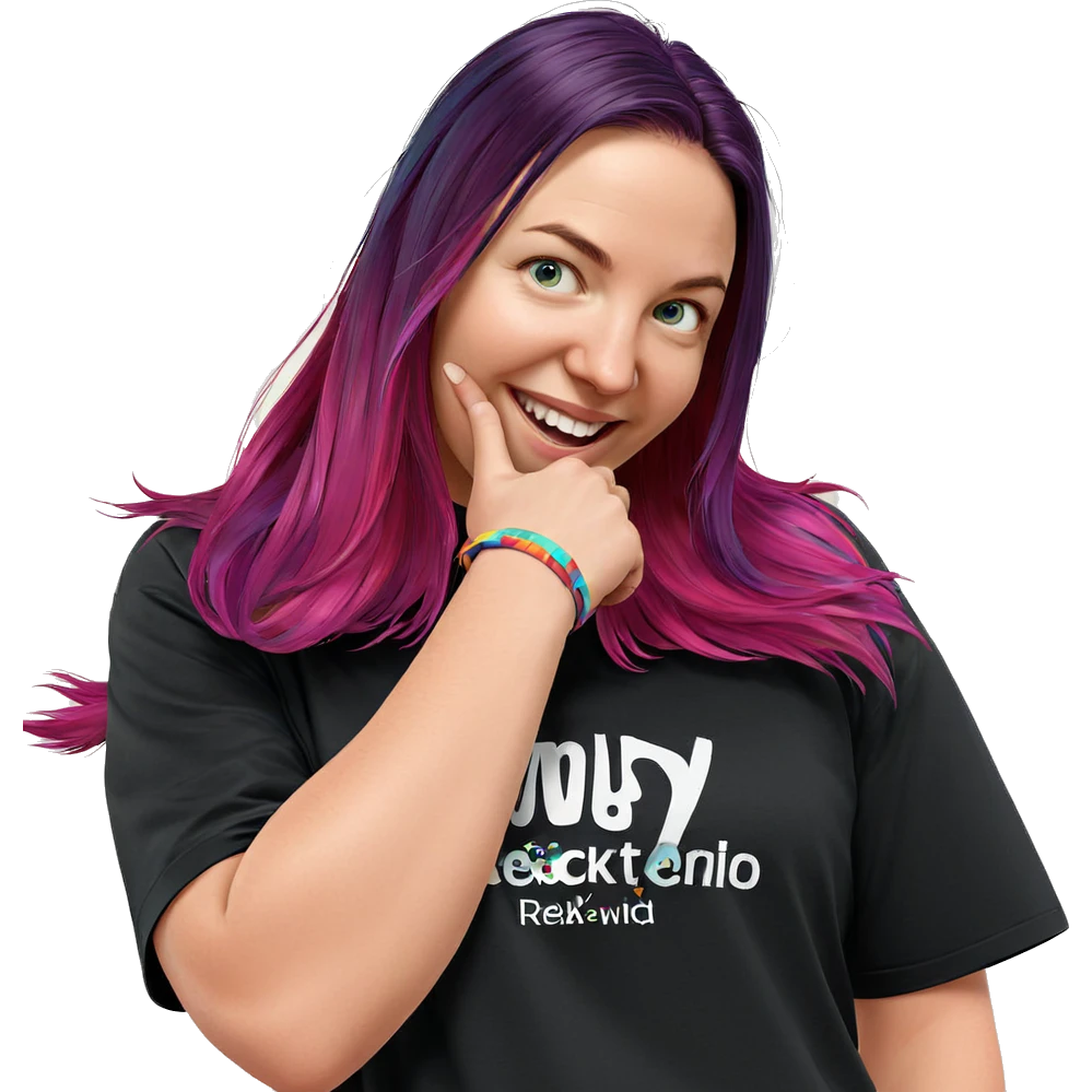 smiling girl with multicolored hair emoji