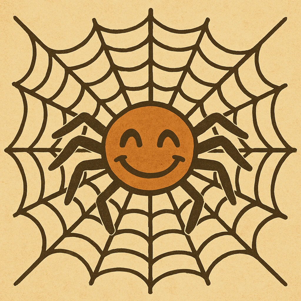 Create images of happy retro cob web. Use this image for inspiration. emoji