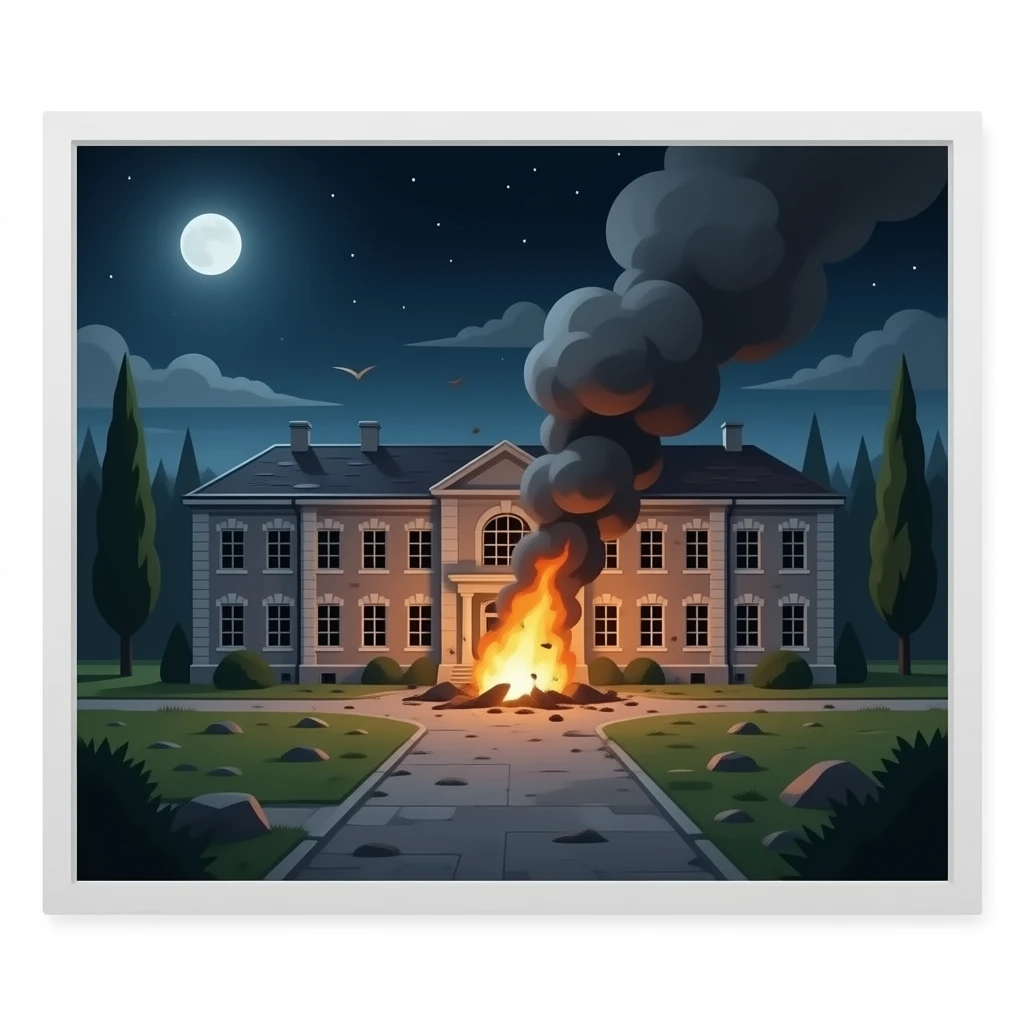 an emty school is getting bombed because of war, emoji