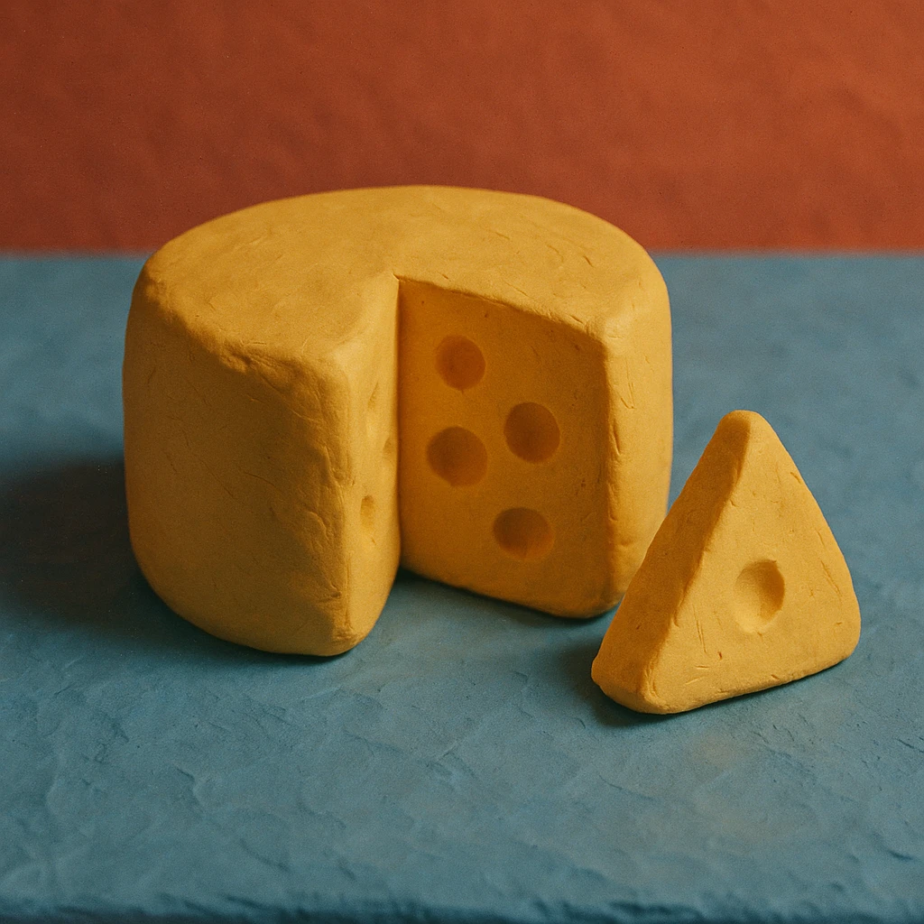 cheese wheel in claymation style emoji