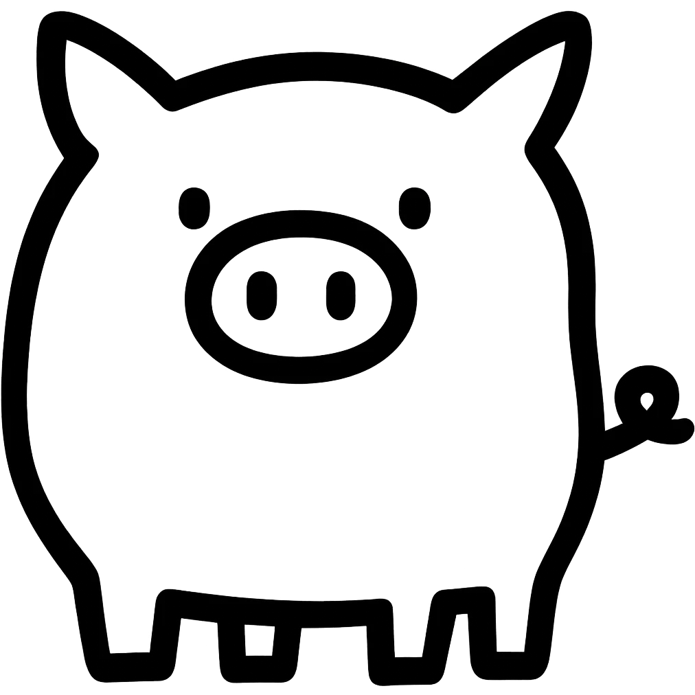 Make the hand drawn pink animal icon's lines much thicker, keep the pink color, no fill, transparent background. emoji