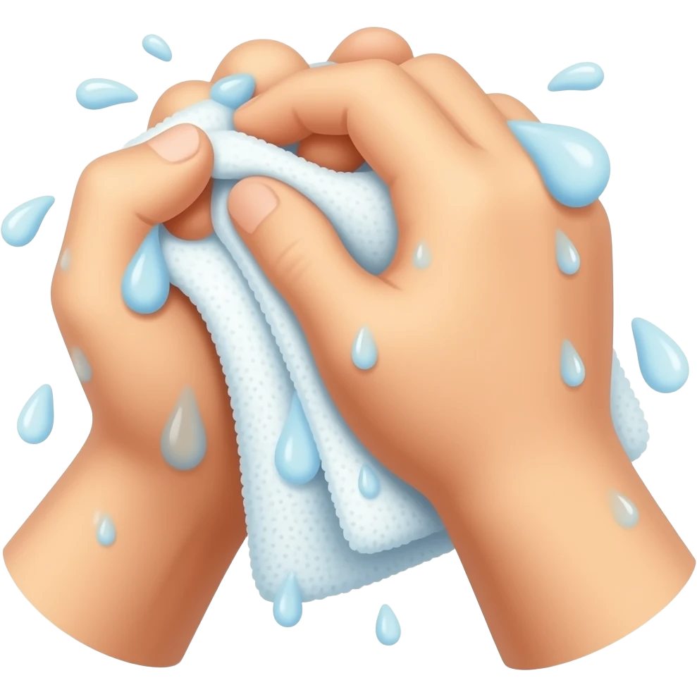 two hands squeeze a wet towel emoji