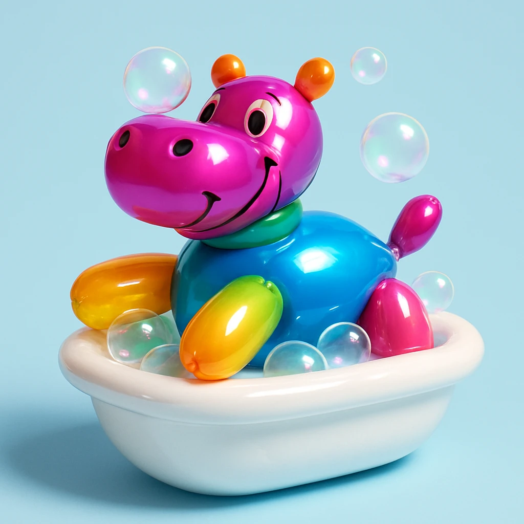 happy hippo with bubbles in bathtub emoji